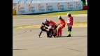 Marquez and Krummenacher crash during the 125cc race at Motorland Aragón
