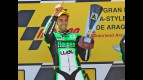 Andrea Iannone on the podium at Motorland Aragón