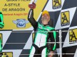 Gabor Talmacsi on the podium at Motorland Aragón