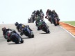 Toni Elias fighting through the pack in Motorland Aragon