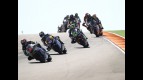 Toni Elias fighting through the pack in Motorland Aragon