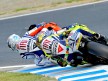 Valentino Rossi chasing Jorge Lorenzo