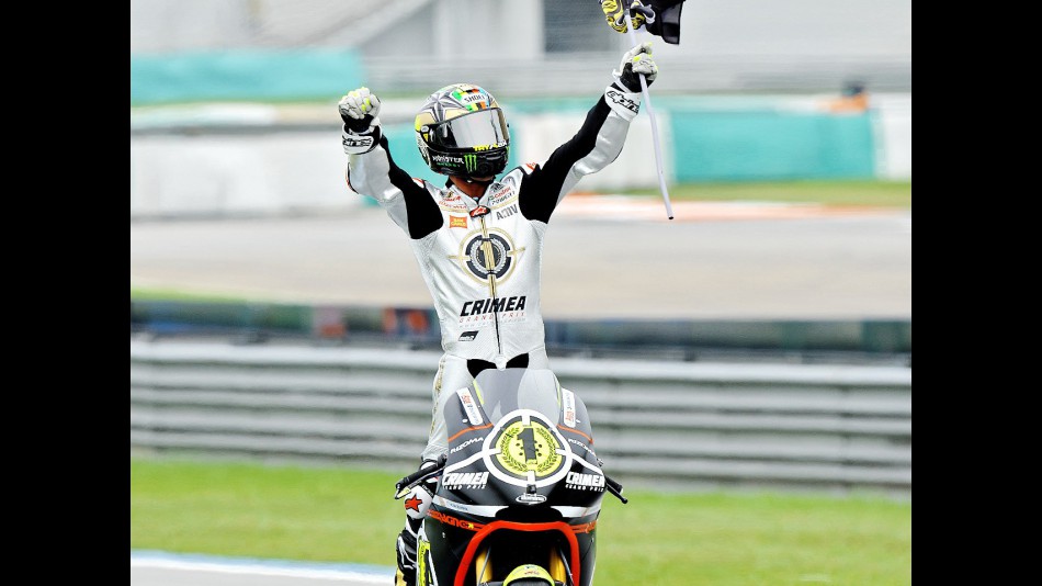 Toni Elías celebrates 2010 Moto2 World Championship at Sepang
