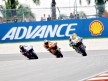 Rossi riding ahead of Dovizioso and Lorenzo at Sepang