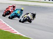 Aoyama riding ahead of Bautista and Hayden at Sepang
