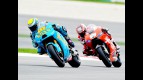 Bautista riding ahead of Hayden at Sepang