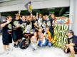 Elías celebrates the 2010 Moto2 World Championship with the Gresini Racing Team and his family