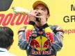 Marc Marquez on the podium at Sepang