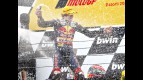 Marc Marquez on the podium at Estoril
