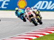 Simoncelli riding ahead of Spies and Bautista at Sepang