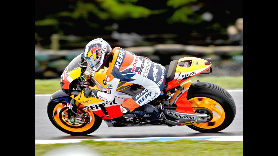 Dani Pedrosa in action at Phillio Island