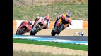 Dovizioso riding ahead of Simoncelli and Hayden at Estoril