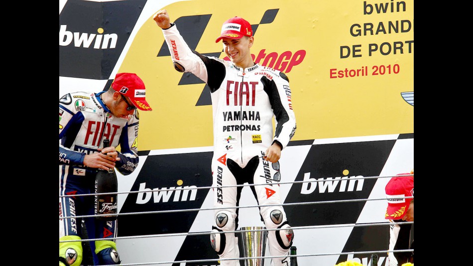 Jorge Lorenzo on the podium at Estoril