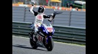 Jorge Lorenzo celebrates GP win at Estoril