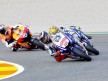 Lorenzo riding ahead of Rossi in Valencia