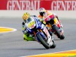 Rossi riding ahead of Dovizioso in Valencia