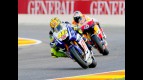 Rossi riding ahead of Dovizioso in Valencia