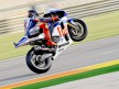 Jorge Lorenzo pulls off a wheelie after QP in Valencia