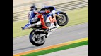 Jorge Lorenzo pulls off a wheelie after QP in Valencia