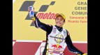 125cc World Champion Marc Marquez ion the podium in Valencia