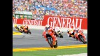 Casey Stoner riding ahead of MotoGP group in Valencia