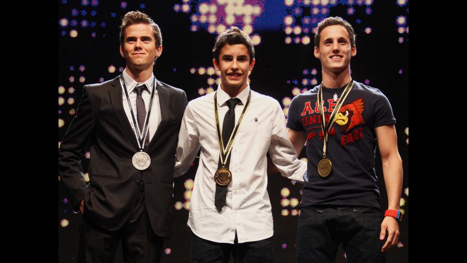 Terol, Marquez and Espargaro at the 2010 FIM Award Ceremony