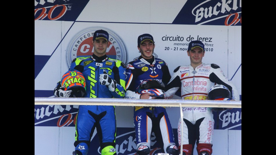 Jordi Torres, Axel Pons and Roman Ramos on the podium at the Jerez CEV