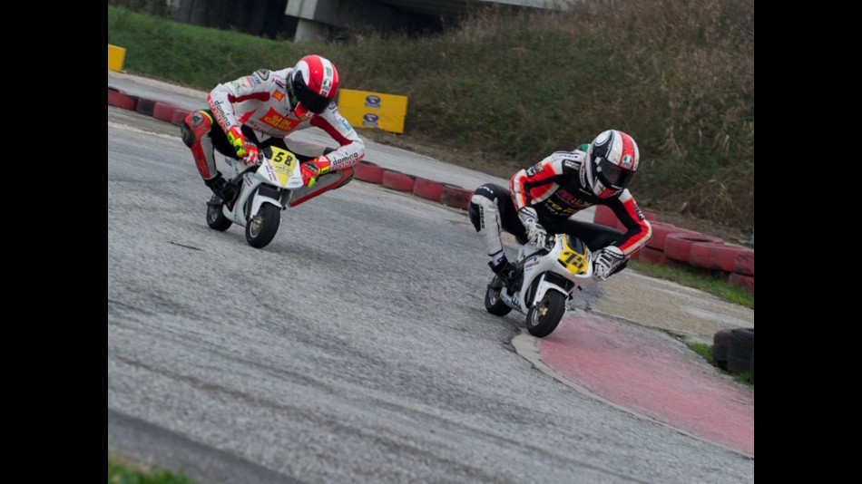 Simoncelli and Pasini racing mini-motos for charity
