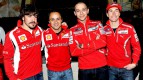 Scuderia Ferrari drivers Fernando Alonso and Felipe Massa meet up with Ducati team riders Valentino Rossi and Nicky Hayden