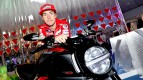Nicky Hayden on the Ducati Diavel at Wroom 2011