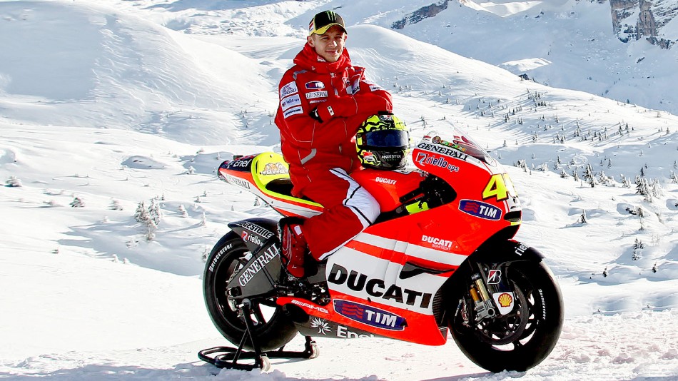 Valentino Rossi on the Desmosedici GP11