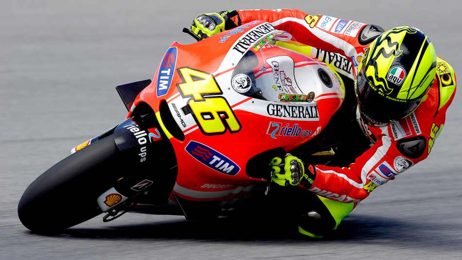 Valentino Rossi in action at Sepang test