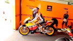 Casey Stoner leaving the Repsol Honda garage in the Sepang test