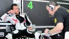 Randy de Puniet in the Pramac Racing garage at the Sepang test