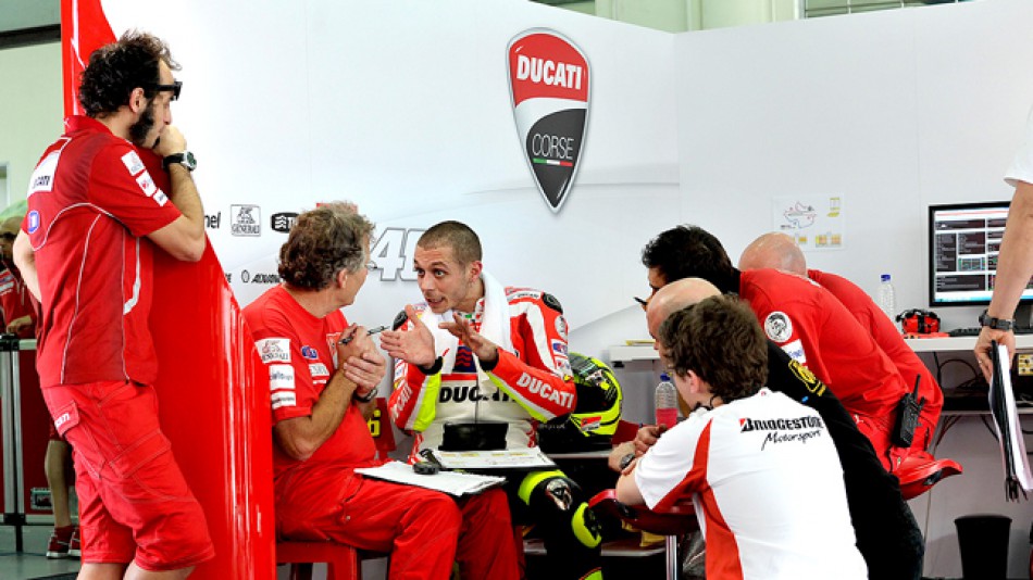 Valentino Rossi in the Ducati garage at the Sepang test