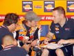 Casey Stoner in the Repsol Honda garage
