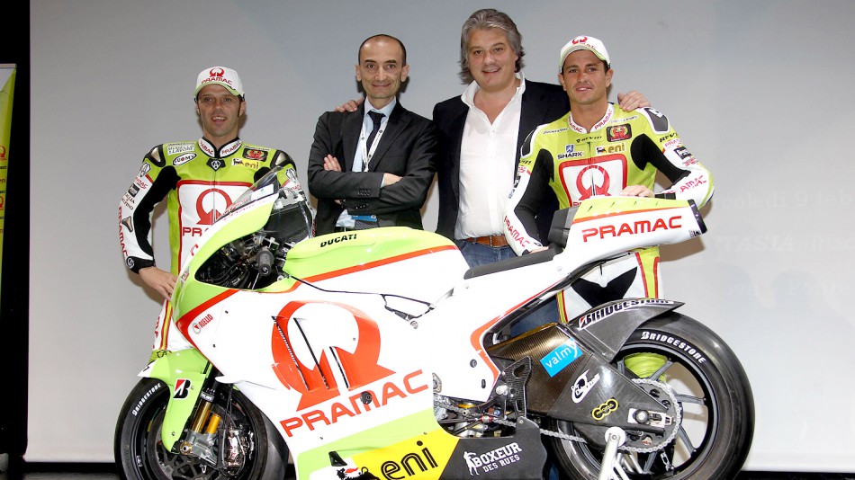Capirossi, Domenicali, Campinoti and De Puniet during Pramac presentation