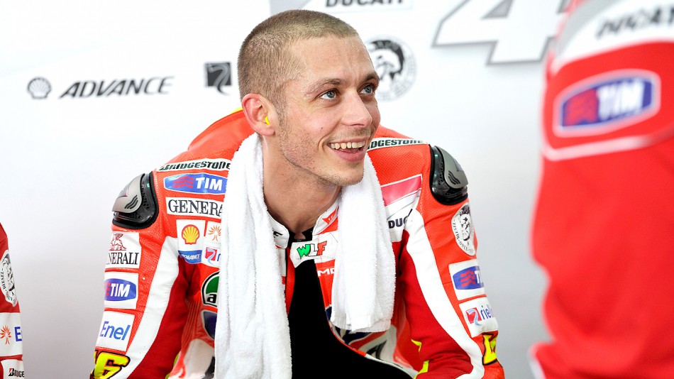 Valentino Rossi in the Ducati garage at the Sepang test