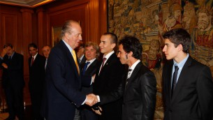king receives the three MotoGP world champions