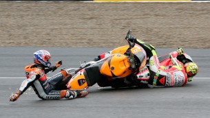 stoner and rossi after clashing in jerez