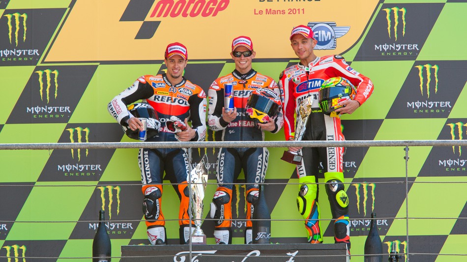 Dovizioso, Stoner, Rossi, Repsol Honda Team, Ducati Team, Le Mans RAC