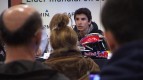 Marc Marquez at the launch of his new sponsor, Garmin