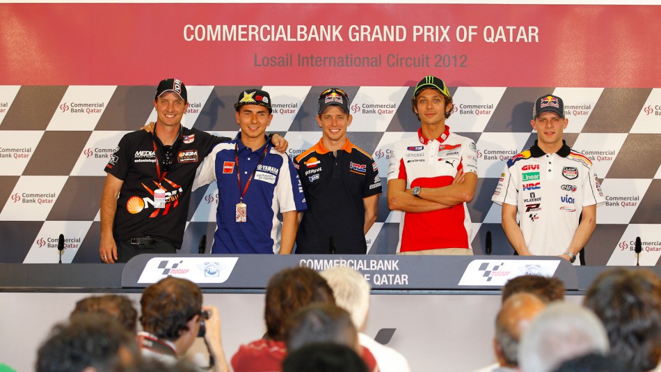 Edwards, Lorenzo, Stoner, Rossi, Bradl, Qatar Press Conference