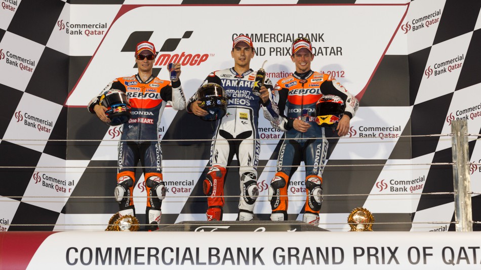 Pedrosa, Lorenzo, Stoner, Repsol Honda Team, Yamaha Factory Racing, Qatar RAC