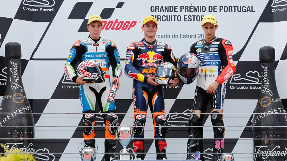Viñales, Cortese, Salom, Blusens Avintia, Red Bull KTM Ajo, Racing Team Germany, Estoril RAC