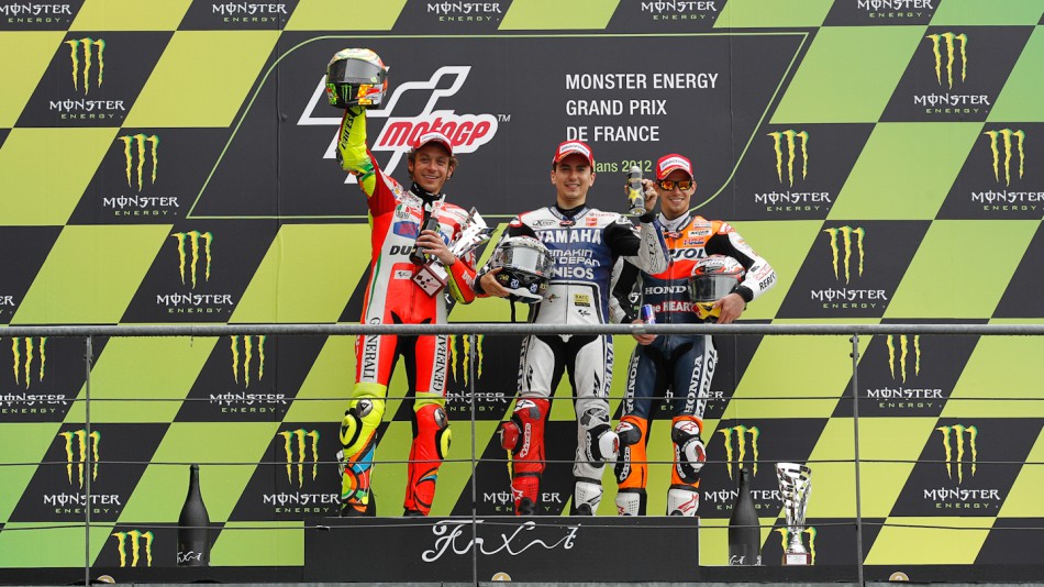 Rossi, Lorenzo, Stoner, Ducati Team, Yamaha Factory Racing, Repsol Honda Team, Le Mans RAC