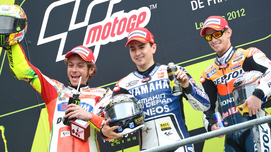 Rossi, Lorenzo, Stoner, Ducati Team, Yamaha Factory Racing, Repsol Honda Team, Le Mans RAC
