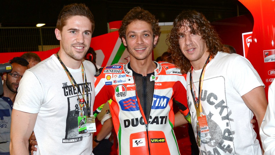 FC Barcelona stars Andreu Fontas and Carles Puyol meet Valentino Rossi