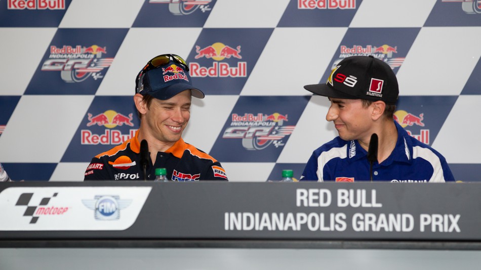 Casey Stoner, Jorge Lorenzo, Repsol Honda Team, Yamaha Factory Racing, Red Bull Indianapolis Grand Prix Press Conference