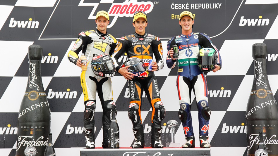 Luthi, Marquez, Espargaro, Interwetten-Paddock, Team CatalunyaCaixa Repsol, Pons 40 HP Tuenti, Brno RAC